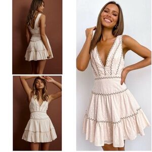 Petal & Pup Cream V-Neck Mini Dress